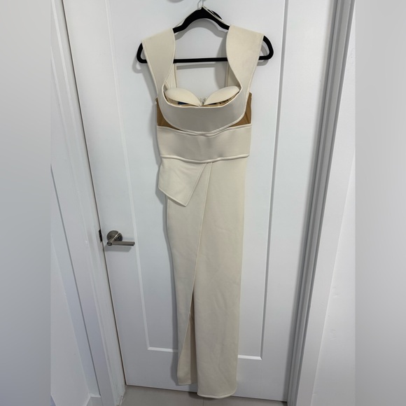 Galanni Avarati Bustier Bodycon Peplum‎ Dress Cream Sculptural Gown US 6 - Picture 4 of 10